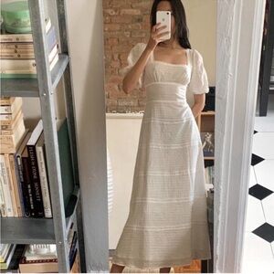 Reformation Zooey Midi Dress White Puff Sleeve Size 4